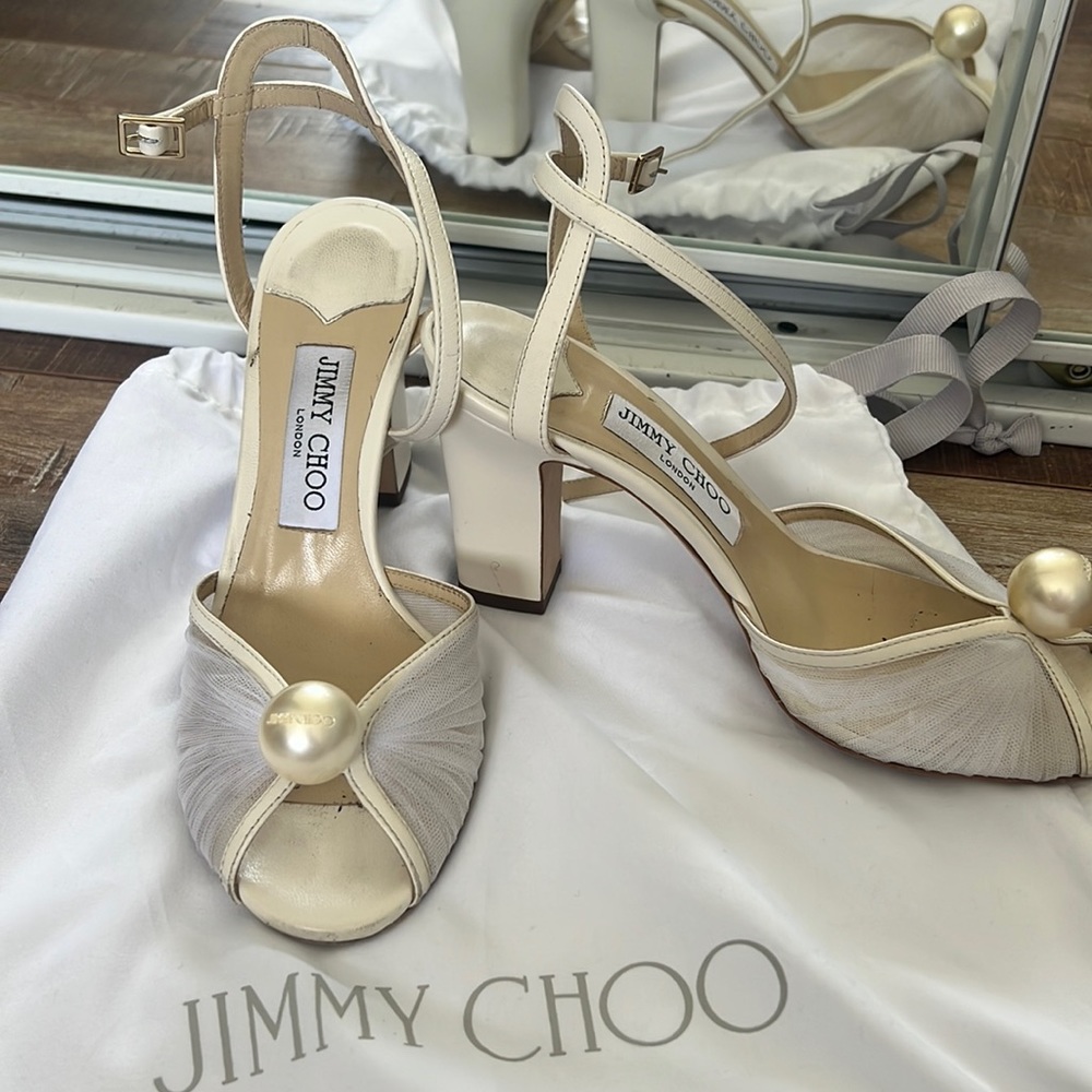 Jimmy Choo Bridal Sacaria 85 High Block Heel Sandal
